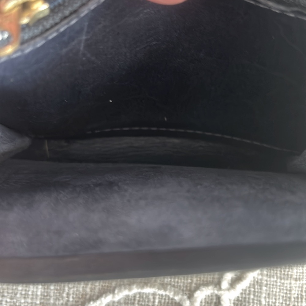 Coach Rare Vintage Tribeca Dark Blue Leather with Attached Carabiner Clip - Picture 11 of 14